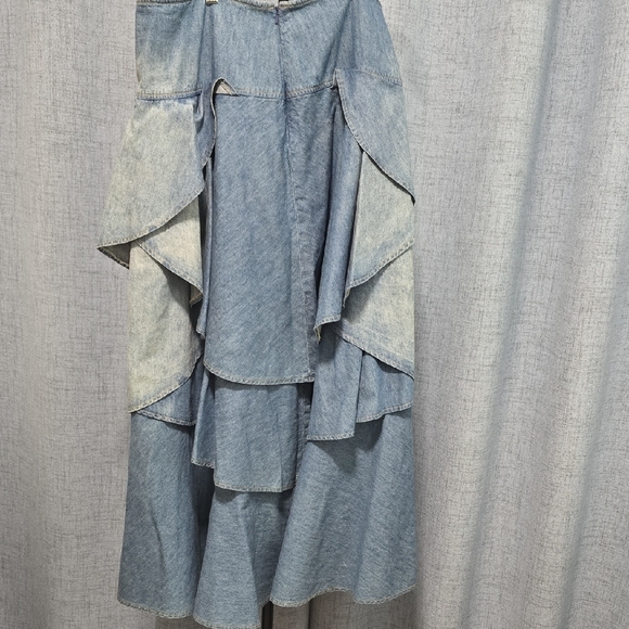 Together Layered Boho Denim Skirt Size 16 - Picture 9 of 12